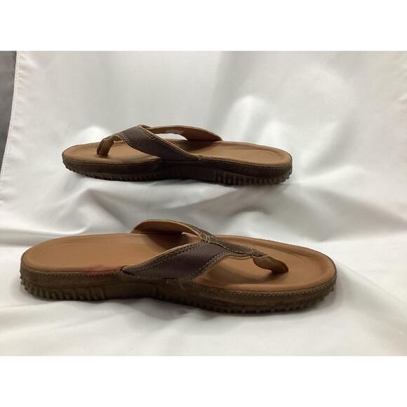 Keen Flip Flops Womens Size 7 Brown Leather Contoured Footbed Comfort Outdoor Ca - Picture 3 of 9
